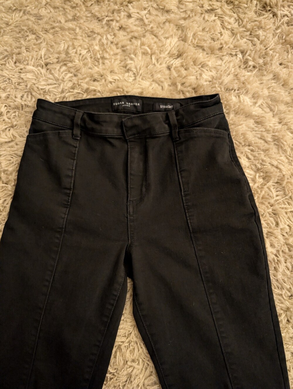Susan Graver Jeans Black Straight Leg Size 2